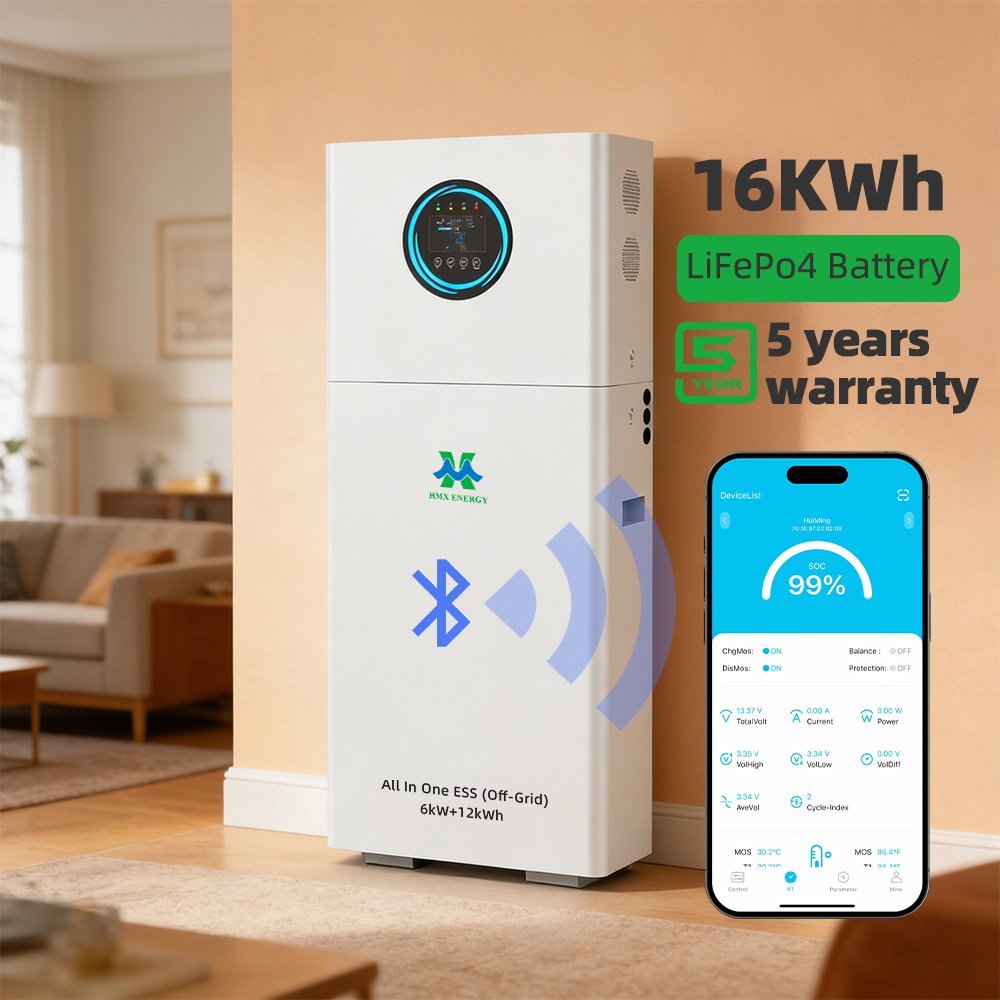 12kW 16kWh ESS-kast interface en ventilatiedetailweergave, ATL celopslageenheid