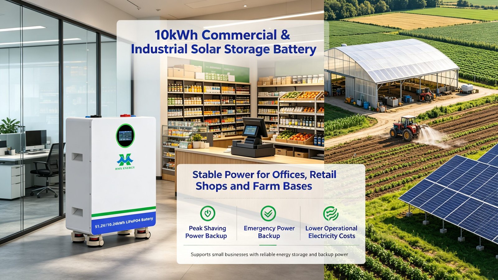 51.2V 200Ah LiFePO4 battery for business power backup
