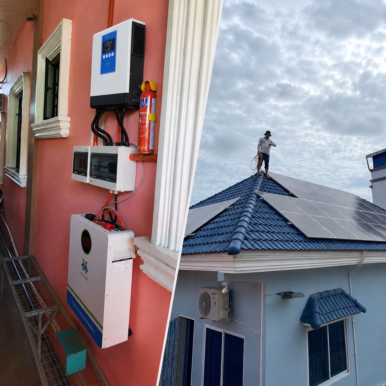 Projeto de instalação 24v4kw 5.5kw em villa no Camboja