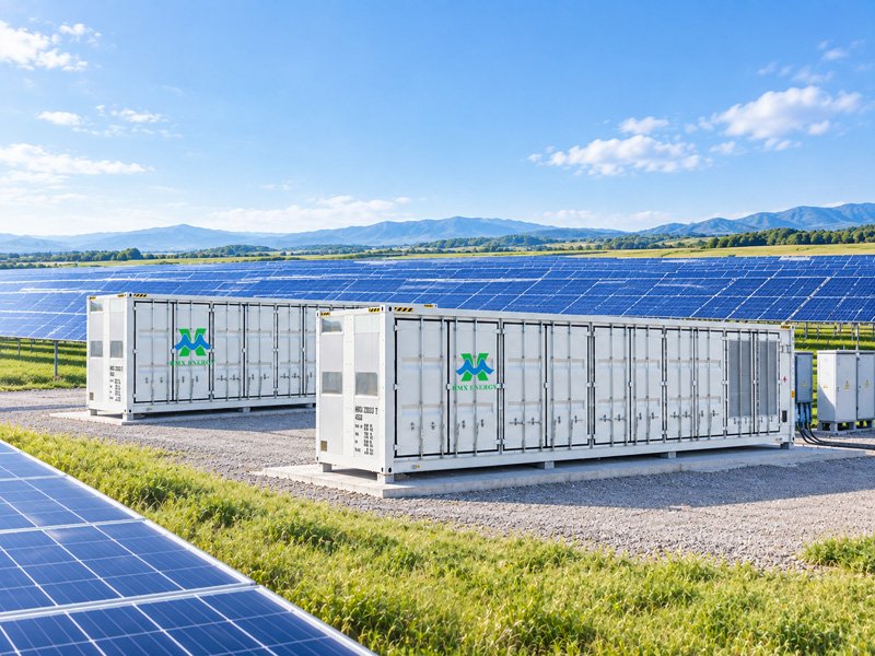 Commercial and industrial energy storage system with solar photovoltaic panels in a large-scale solar farm