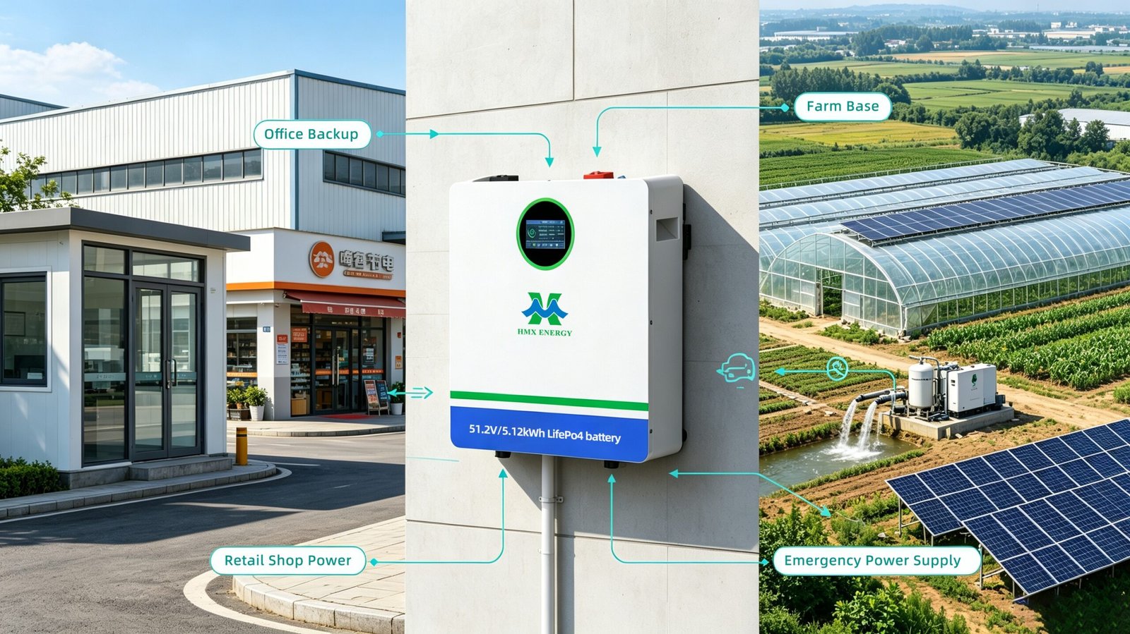 Commercial energy storage 51.2V 100Ah LiFePO4 battery for business power backup