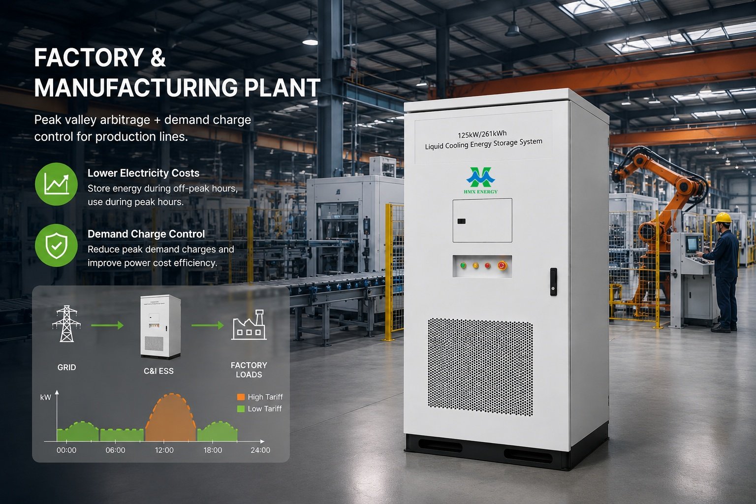 Commercial industrial energy storage applied in manufacturing factory production site