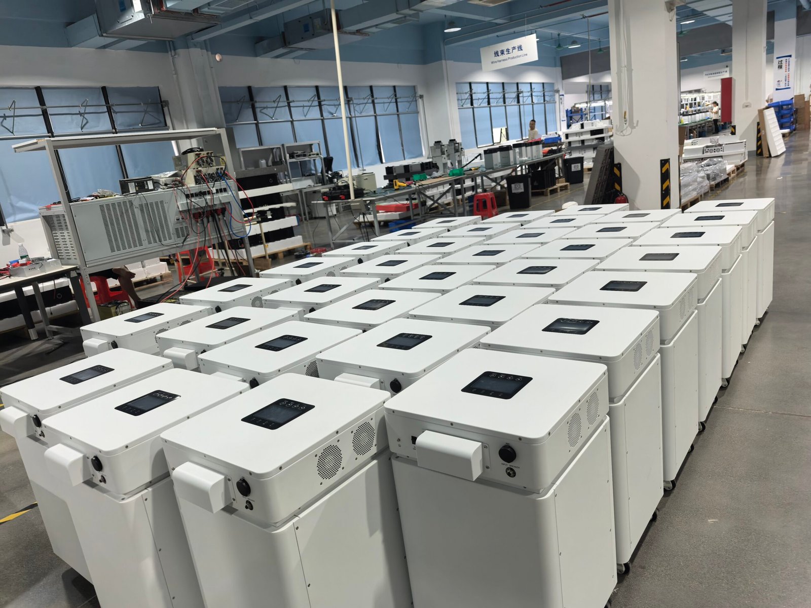 Finished all‑in‑one ess cabinet in workshop warehouse
