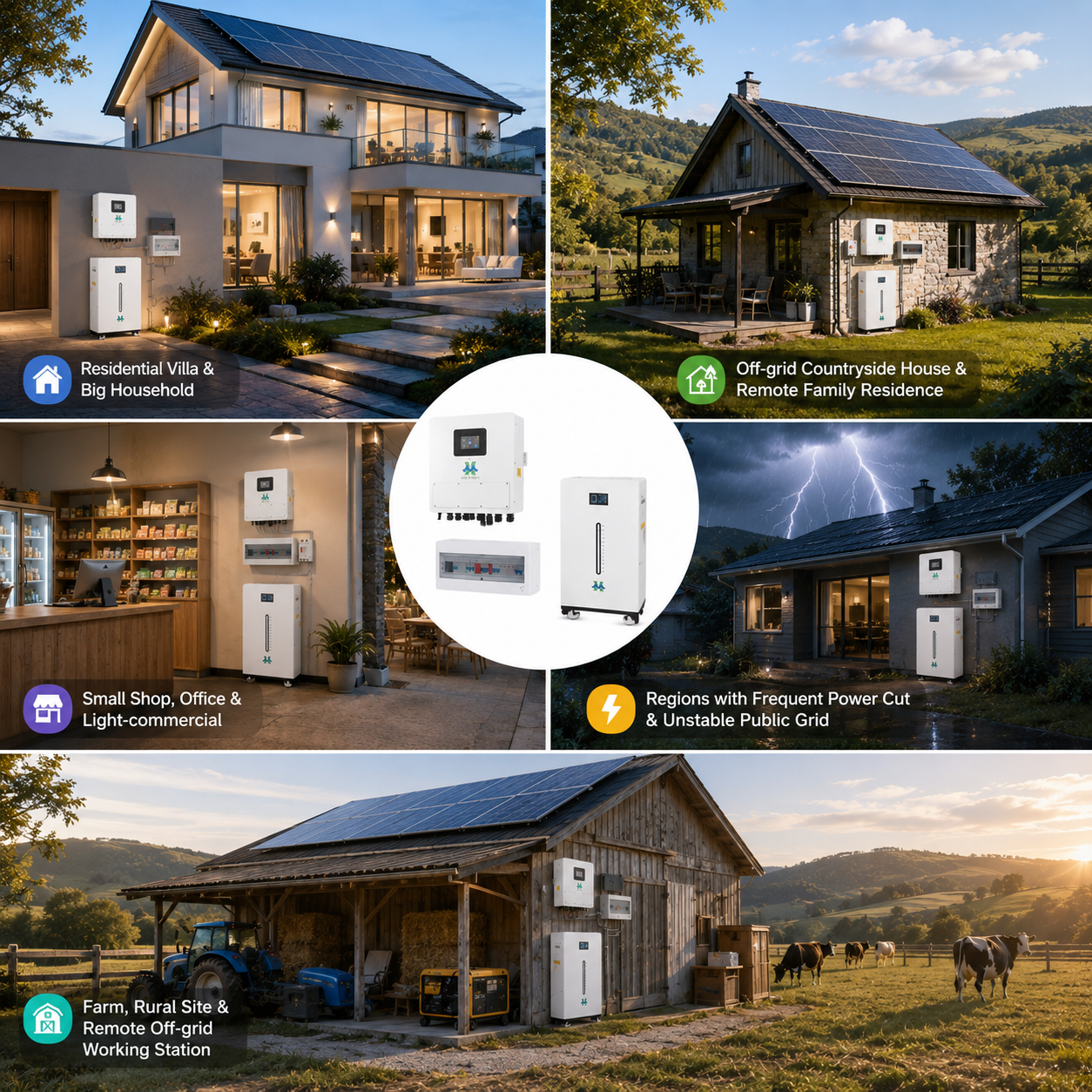HMX full solar-storage system for home villa backup power supply solar kit