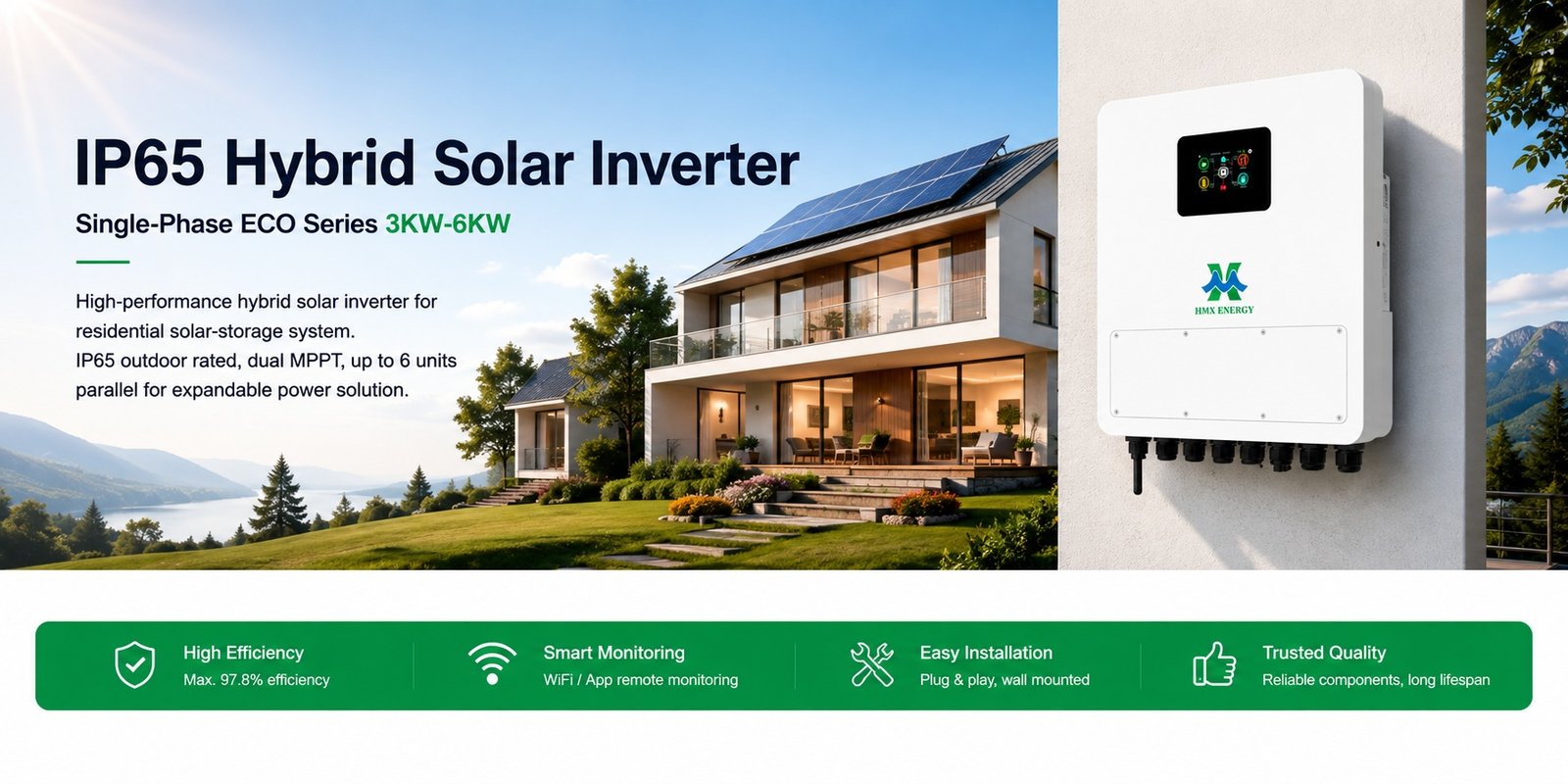 Inverter solare ibrido HMX-ENERGY IP65 3-6kW sistema di accumulo energetico domestico