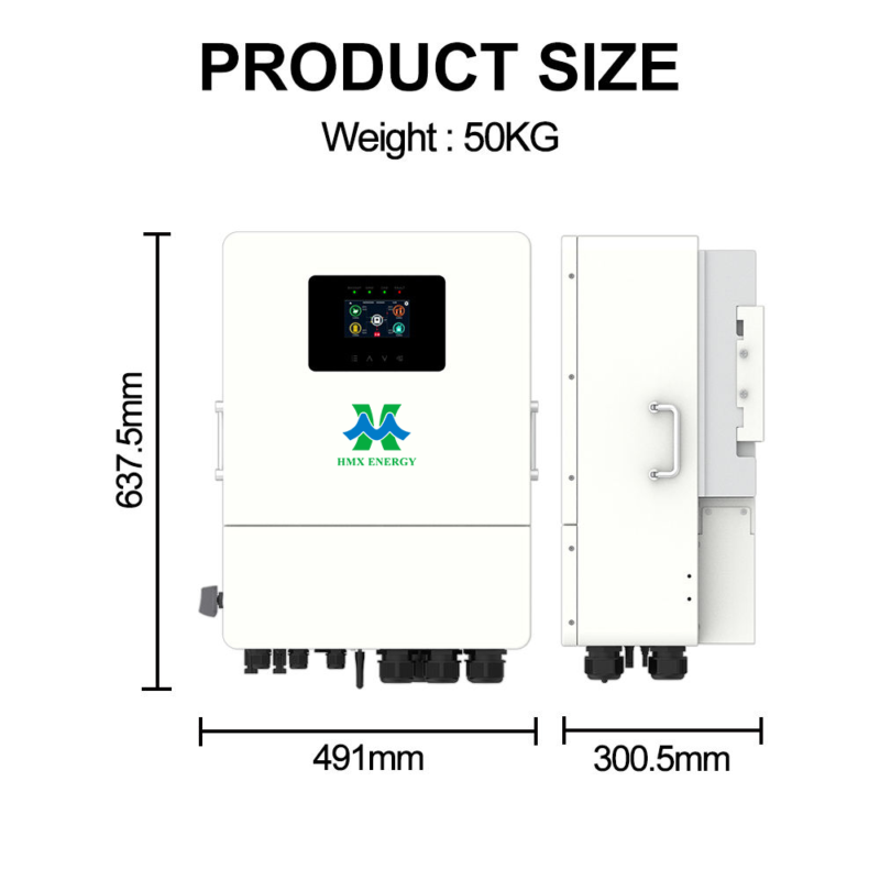 HMX‑ENERGY hybrid inverter product size