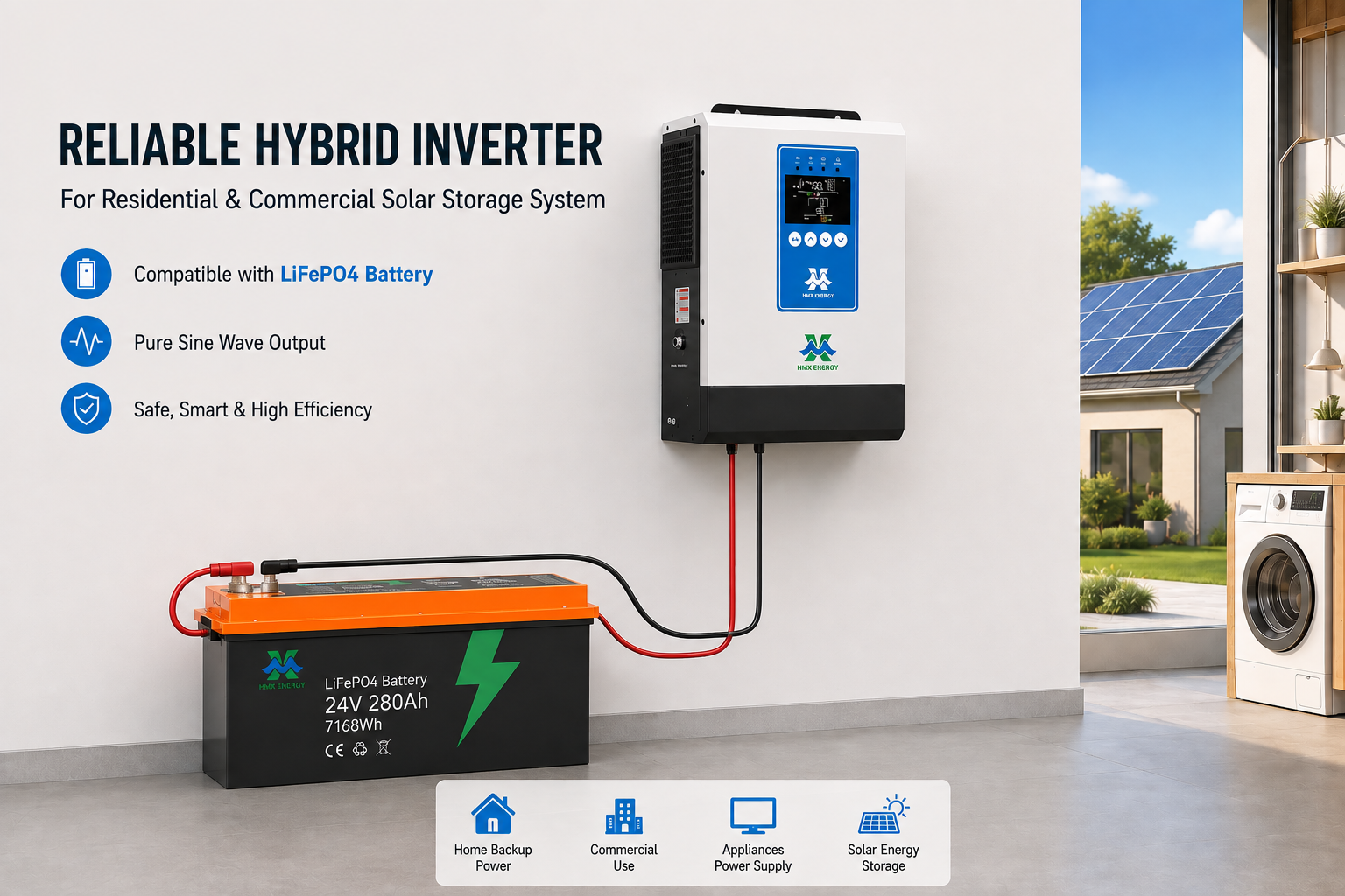 Inversor solar híbrido 4kW 5.5kW para sistema de armazenamento de energia solar residencial