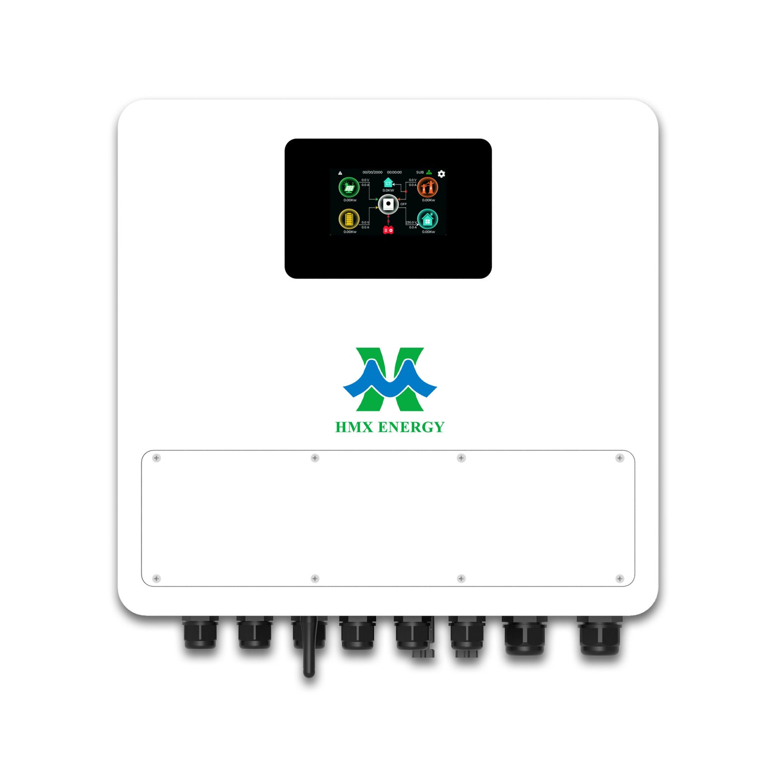 IP65 48V wall‑mount hybrid solar inverter front view for commercial solar energy storage