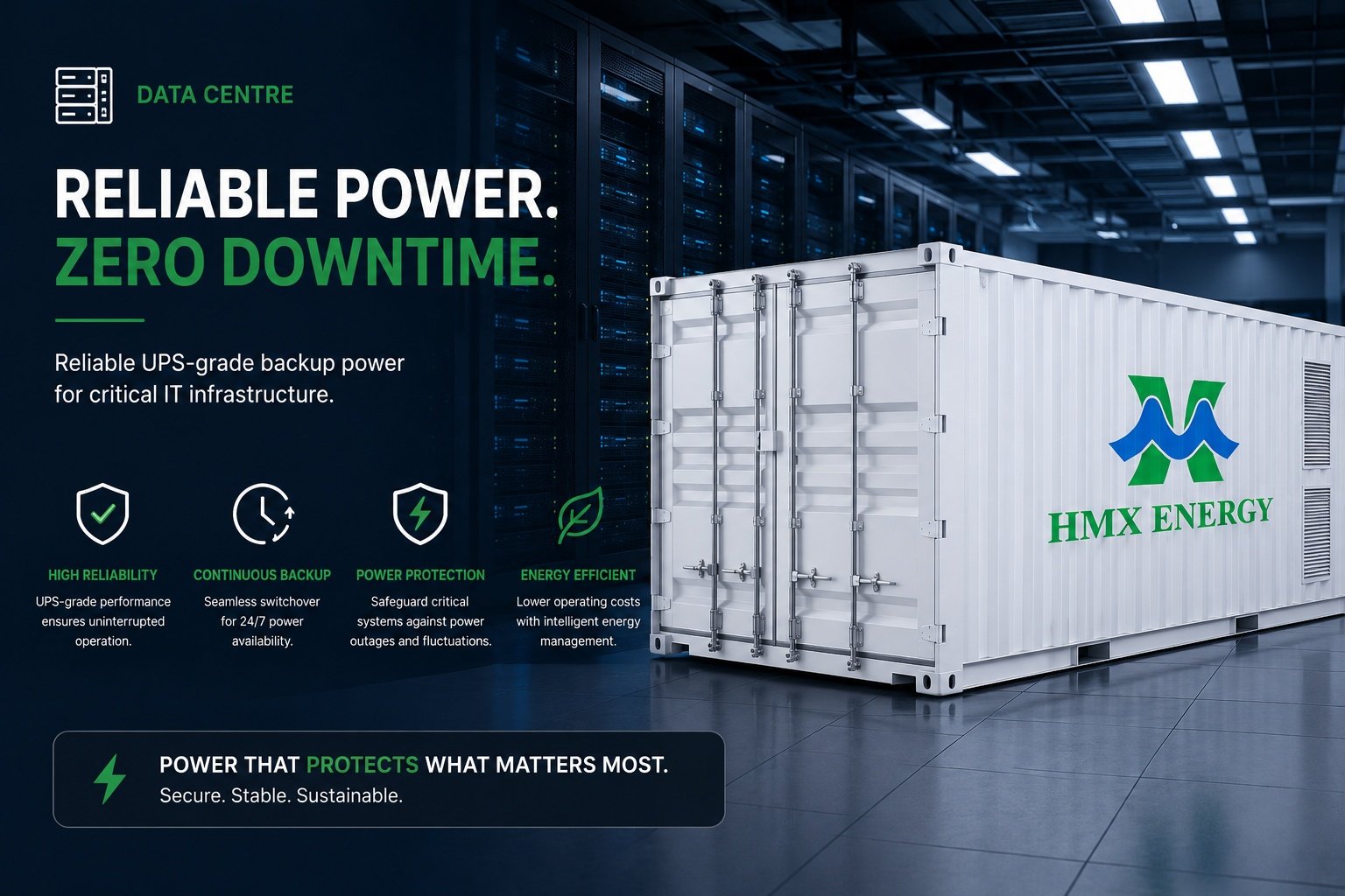 LiFePO4 C&I ESS provide UPS backup power for data center critical IT equipment