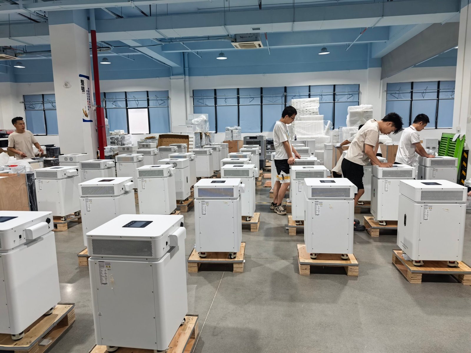 Finished all‑in‑one ess cabinet in workshop warehouse