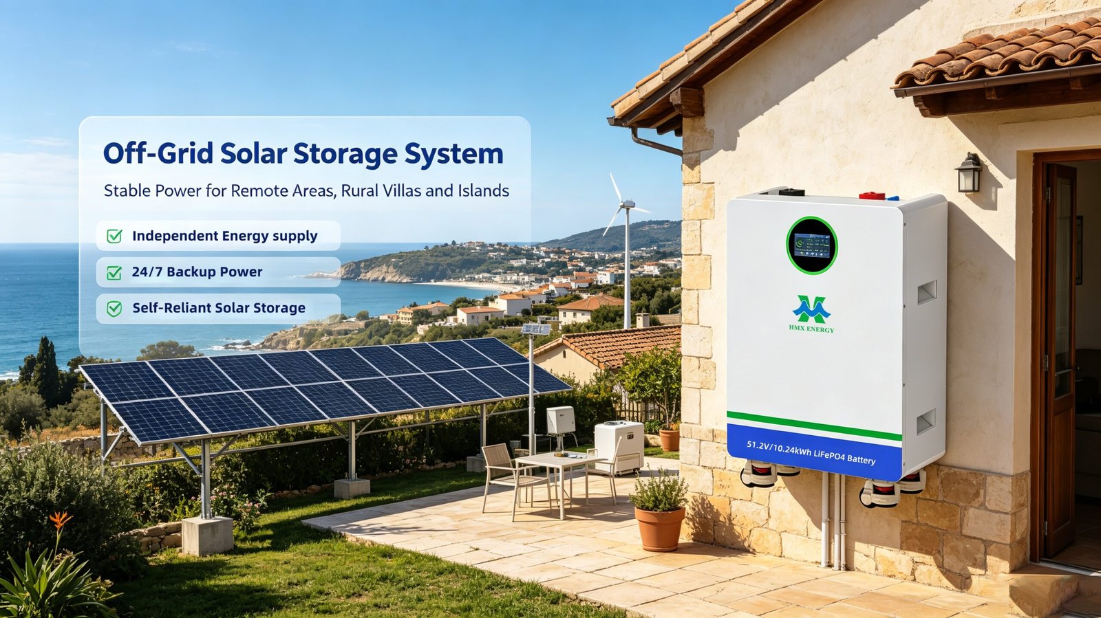 Off-grid solar system 10kWh LiFePO4 energy storage battery