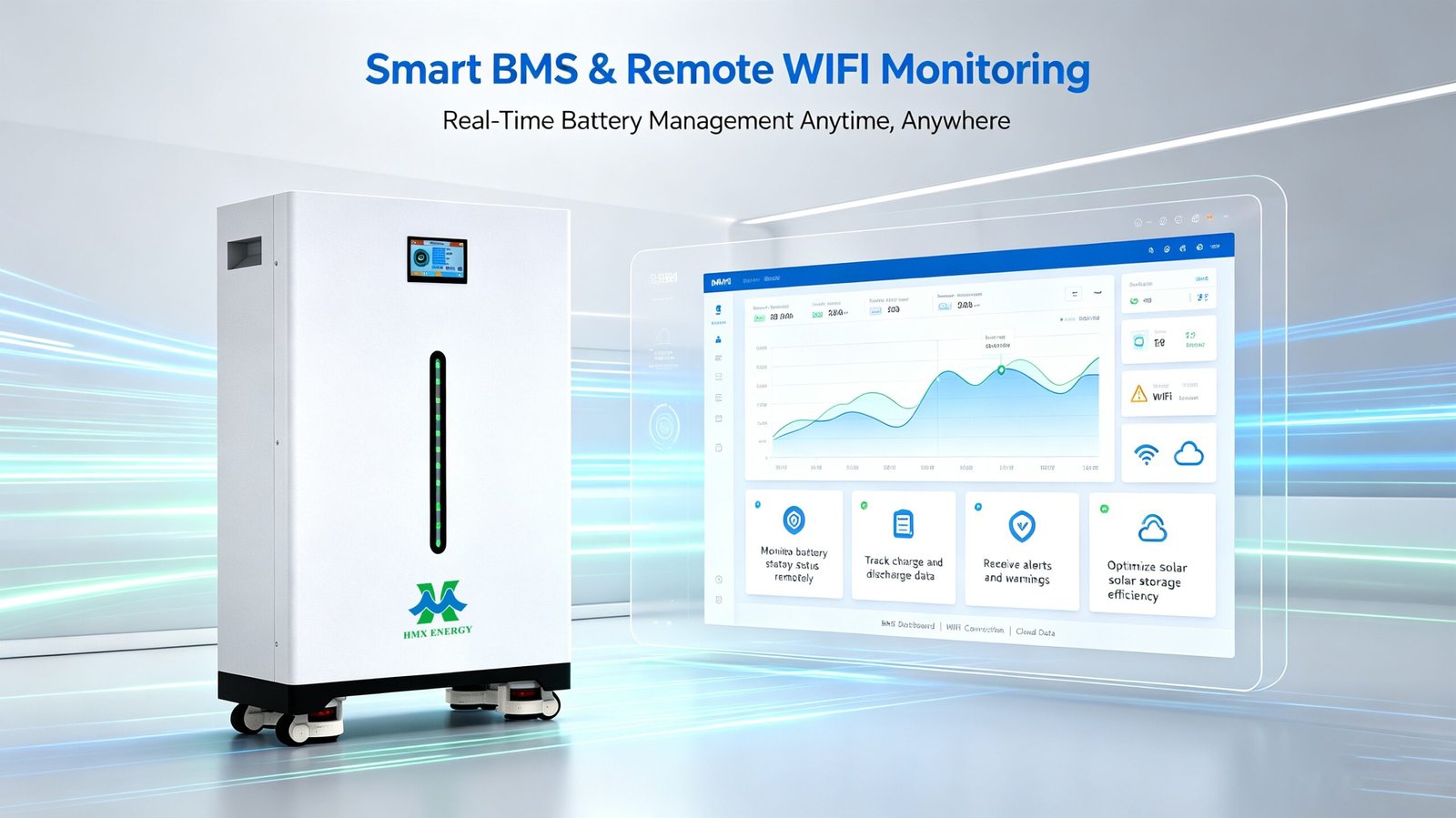 Smart BMS WIFI monitoring 51.2V LiFePO4 home battery system