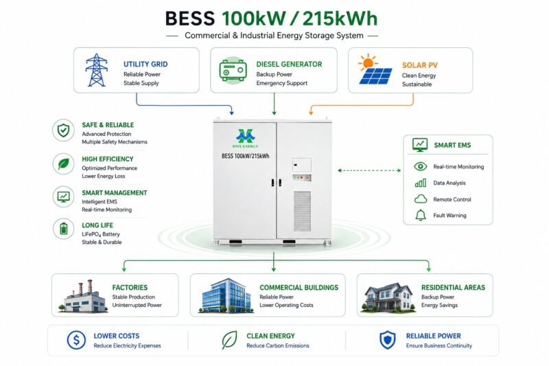 how does 100kw+215kwh Commercial and industrial Solar Storage system work