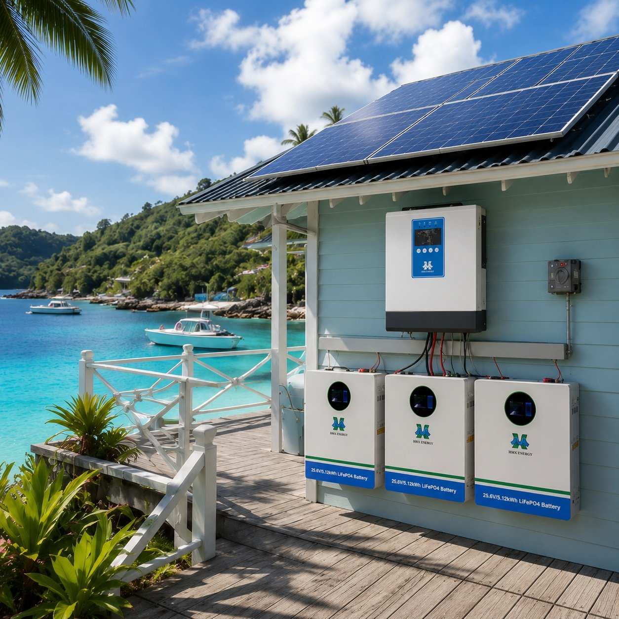 Inversor híbrido off-grid para fornecimento de energia solar em ilha remota