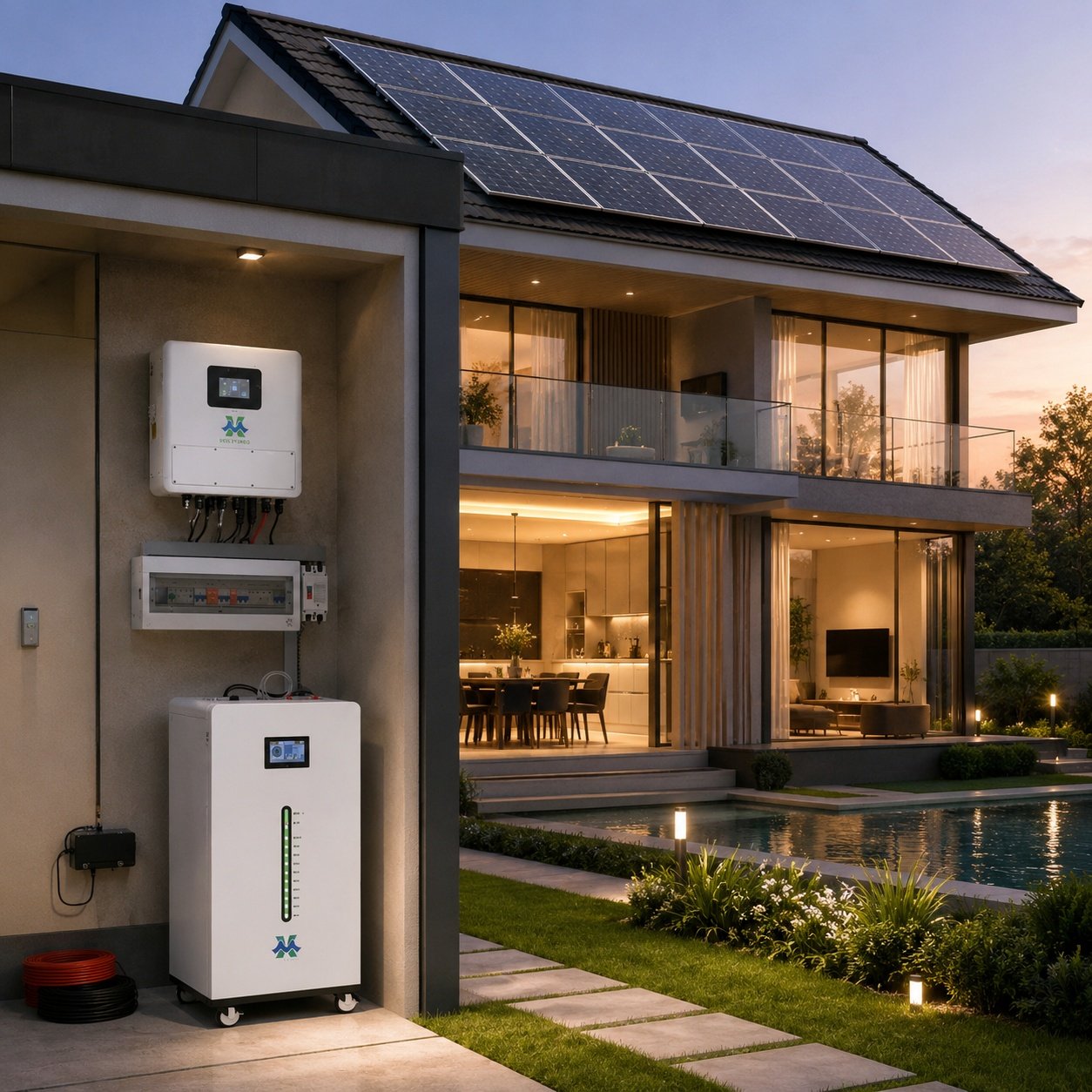 Scena di installazione reale per progetto solare domestico commerciale